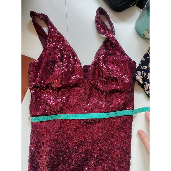 Red Sequin Sexy Maxi Formal Dress Small / Medium - Picture 5 of 9